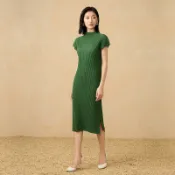 三宅一生洋裝 三宅一生衣服 三宅褶皺洋裝褶衣洋装褶皱短外套2026早秋新款中式国风旗袍款连衣裙半高领复古连衣裙三宅褶皱