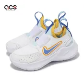 Nike 童鞋 Flex Runner 3 PS 中童 小朋友 白 藍 套入式 無鞋帶 運動鞋 HJ3496-141