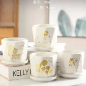 協貿國際日用品生活館 花盆陶瓷大號特大特價清倉帶托盤家用現代簡約歐式綠蘿多肉花盆