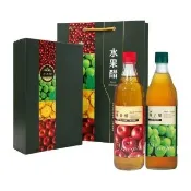 【台糖】水果醋禮盒 蘋果醋+梅子醋 1盒(600ml X2瓶 天然釀造醋 添加台糖果寡醣 附提袋)