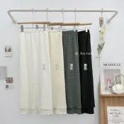(店+)【FEE BABY】泡泡布雙層後開衩長裙 鬆緊腰 大裙擺 a字裙 半身裙 傘狀裙 裙子 韓系穿搭 溫柔穿搭 韓系 秋冬 深灰色 白色 黑色 杏色