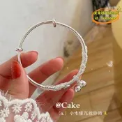 【台灣現貨】 木槿小花花9999純銀手鐲女 花絲銀鈴鐺小眾年輕款銀手鐲 銀飾