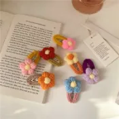 協貿國際日用品生活12館 可愛甜美少女毛線花朵發夾邊夾劉海夾小紅花卡子發卡小號網紅夾子