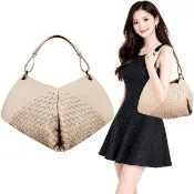 【BOTTEGA VENETA 寶緹嘉】Campana 編織小羊皮肩背包(奶茶色)