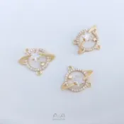 Ala----保色14K包金鑲鋯石日月星辰宇宙星球月亮珠托吊墜diy飾品掛件吊飾