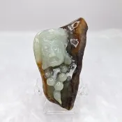 紅翡原石皮壽星翁 南極仙翁 壽翁吊墜牌件 | 天然緬甸玉A貨翡翠