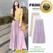 熱賣 雨霧紫藤氛圍感壓褶半身裙女2025春夏新款小眾設計大裙擺a字長裙