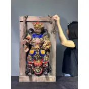 【阿一藝品】早期廣東 石灣陶【四大天王】 風調雨順 掛畫 佛教護法神 名師手製 有落款 居家裝飾 石灣陶擺件 P57
