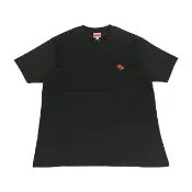 【KENZO】KENZO精工刺繡LOGO純棉海棠花布章圓領短袖T恤(男款/黑)