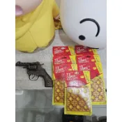 野牛18公分大號全金屬加5片子彈，全台最低價，72發左輪手槍8發專用，古早味玩具火藥槍，砸炮，槍只有聲音不能擊發