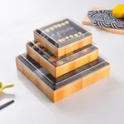 台灣出貨 壽司盒 壽司盒子 網紅加厚三文魚刺身壽司打包盒高檔水果沙拉紙盒