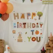 【可開發票】【銷售冠軍】生日掛布條幅裝飾場景佈置男孩女孩兒童週歲派對氛圍簡約背景佈置  露天市集  全臺最大的網