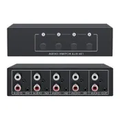 【易控王】4x1 四進一出RCA+3.5mm音訊切換器 金屬外殼 即插即用 (40-065-07)