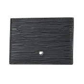 【HOTAI購】【MONTBLANC 萬寶龍】4810系列 壓印LOGO皮革樹皮紋4卡卡夾(黑)
