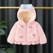 淘淘屋百貨商場 3552女童棉衣外套冬裝兒童新款洋氣寶寶加厚加絨連帽毛毛衣棉襖 鑫弘-萌寶童裝可開發票