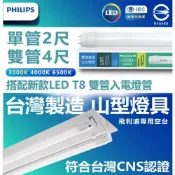 (店+)[ 台灣製造燈具+ PHILIPS 飛利浦雙端燈管 ] LED山型燈具 單管 雙管 4尺 雙端入電燈管 6組另賣場免運