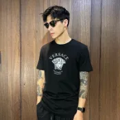美國百分百【全新真品】Versace Jeans 凡賽斯 短袖 棉質 T恤 VJ 上衣 女王頭 短T 黑色 BQ69