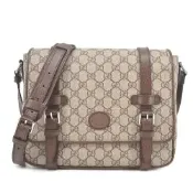[小樹購] GUCCI 經典GG Supreme印花帆布中性款郵差包 肩背/斜背包(卡其)