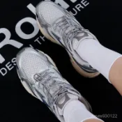 ❤‍🔥 Mr. Ding Studio 野象懶人鞋帶複古跑鞋銀灰色v2k懶人鞋扣固定器鬆緊彈力圓鞋帶繩 OMDZ