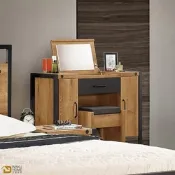 WAKUHOME瓦酷家具 Bronx工業風 3.5尺掀鏡化妝台(含椅) 寬106X深40X高75(公分)