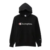 【Champion】官方直營 男款-BASIC草寫Logo連帽長袖Tee-黑色(C3-Q102-090-日規)