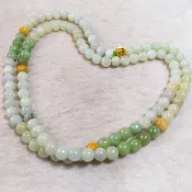 🎊特惠🎊天然緬甸玉 A貨翡翠-6.5mm三彩珠 108顆 珠鍊 毛衣鍊 項鍊【92jade 遇見善緣】現貨特惠