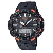 【CASIO 卡西歐】PRO TREK 全黑輕盈鈦金屬太陽能電波登山錶 PRW-6100Y-1D
