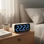 迷你數位鬧鐘 LED顯示與溫度計 電池/USB供電