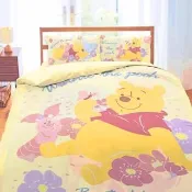 【享夢城堡】單人床包雙人兩用被套三件組－迪士尼小熊維尼Pooh 迪士尼粉紅季-米黃.粉