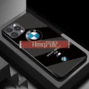 適用於簡約硬玻璃豪華跑車 Bmw 手機殼適用於 iPhone 11 14 Pro Max 手機殼 15 12 1