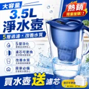 免費試用【德國同款3.5L濾水壺】適用BRITA濾芯 大容量水壺 家用飲水壺 淨水壺 活性炭濾水器 除水垢 除氯 過濾壺