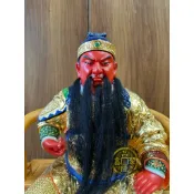 「昌隆」 1尺3拖身 關聖帝君 文衡聖帝 關公 樟木製 實木雕刻 金身 神像 神尊 神明 拜拜 宮廟 居家 佛具 1尺3