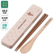♡松鼠日貨 ♡日本 skater  正版 小熊學校 銀離子 環保筷 筷子 湯匙  收納盒 餐具組 日本製