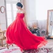 明星紅毯指定款 超大裙擺拖尾絲質禮服 紅/藍綠