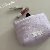 💕Adorable💕【CHANEL Beauté】香奈兒美妝香氛組合贈品💜香芋紫浮雕山茶花絲絨化妝包/收納包/隨身包