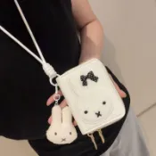 掛脖證件 頸掛識別證套 證件套 識別證 工作證卡套 多功能便攜掛脖款兔子卡包錢包三合一卡通少女鑰匙包收納證件包