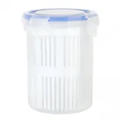jiadass Yosoo Health Gear 泡菜罐容器帶過濾器和蓋子圓形瀝水籃冰箱保鮮盒適用於水果蔬菜泡菜透明
