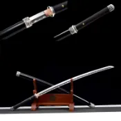 [龍泉劍莊]刀劍復古擺件高錳鋼鍛打單槽烙花彎款陌刀唐橫刀冷兵器欣賞