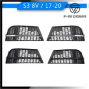 適用於2017-2020款Audi奧迪A3/S3 8V 霧燈框 改裝S3款霧燈罩 蜂窩款霧燈護罩格柵下槓網