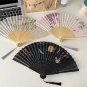 💖優質服務 僊氣新中式可折疊扇子古風折扇女素雅隨身攜帶小巧竹骨扇漢服清冷