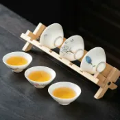 全球選品1館 生活百貨 德化白瓷斗笠功夫茶杯陶瓷茶具品茗杯套裝6個羊脂玉瓷