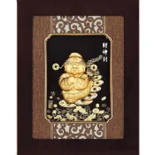 【大古典中國風系列- Q版財神到】財神爺擺飾 純金金箔畫 34x27cm 可掛牆壁 後有腳架 也可立在桌上