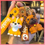 法鬥犬泰迪鑰匙鏈 拉布拉多柴犬狗狗鑰匙扣 柯基哈士奇鑰匙圈 娃娃機吊飾批發 書包吊飾小禮物