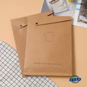 ▽№客製化牛皮紙袋 服裝包裝袋 牛皮紙白卡黑鈕扣袋 按扣服裝包裝 袋檔案袋