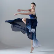 【X~YU】星空漸變雪紡舞蹈服套裝女印花吊帶背心冰絲大裙擺古典舞飄逸