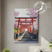 日本製帆布畫・伏見稻荷大社、京都・日本風景・送禮、擺設、裝飾