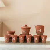 全球選品1館 生活百貨 紫砂手繪品茗杯茶杯主人杯聞香杯蓋碗公道杯過慮茶具套組
