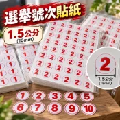 小荳荳 直徑 1.5 公分 數字貼紙 圓形貼紙 自製骰子 空白骰子(商品金額未滿百元不出貨) 選舉號次貼紙