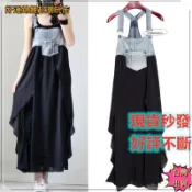 🌷臺灣出貨+發票🌷牛仔拼接吊帶裙 大尺碼洋裝 牛仔衣著 單寧拼接無袖吊帶裙 連身裙 加大尺碼 女生衣著 遮肚連身裙