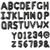16 英寸字母 A-Z 數字 0-9 鋁箔氣球黑色數字數字字母氣球生日婚禮情人節裝飾派對用品兒童禮品玩具 PT